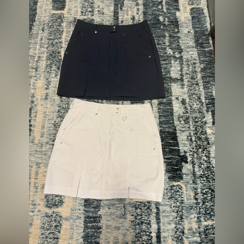 Luxury GG Blue Golf Skirts in navy and white.